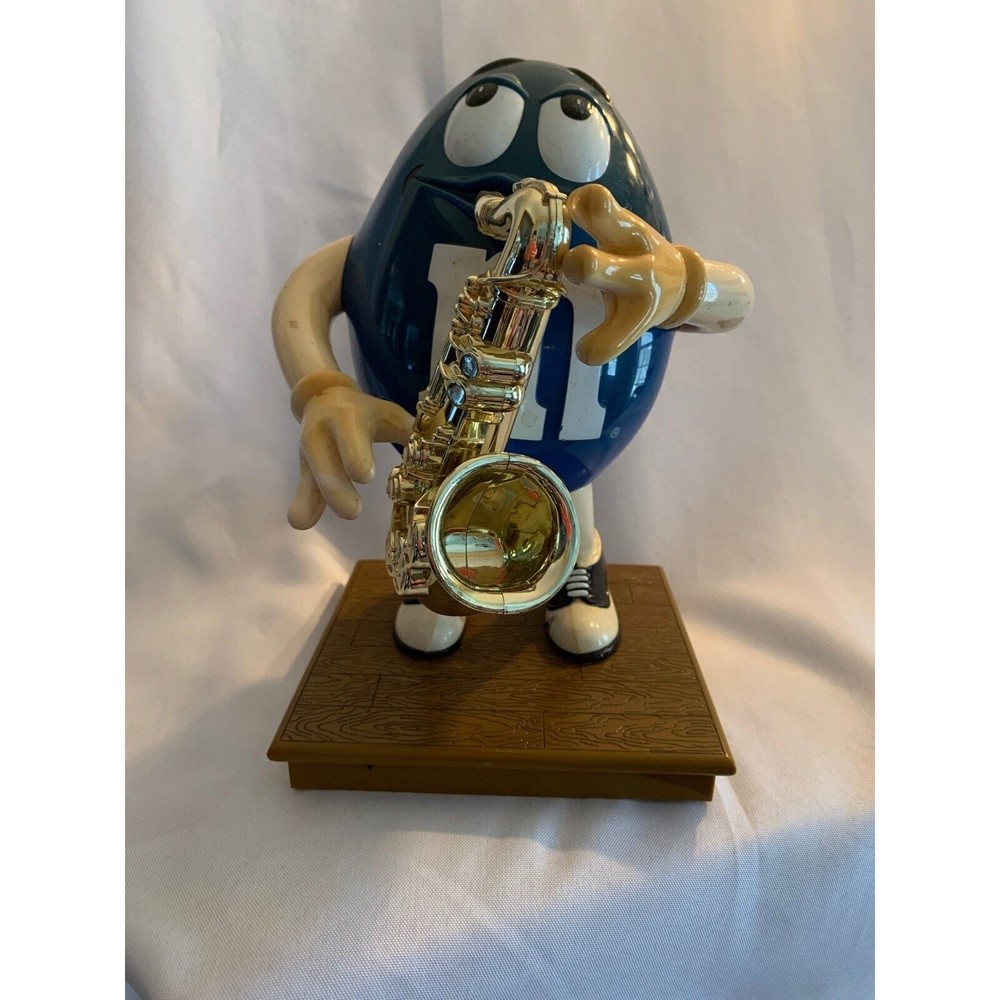 Vintage M&M Blues Café LIMITED EDITION Saxophone Candy Dispenser Blue
